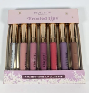 Profusion Cosmetics Frosted Lips 7 Pc High-Shine Lip Gloss Set Assorted Shades - Picture 1 of 2