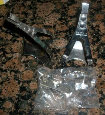 Vintage NOS Christophe D Road Bike Chrome Toe Clips Small - Image 1 of 2
