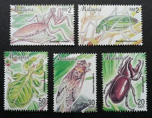 *ENVÍO GRATUITO Insectos de Malasia 1998 Bug Beetles Saltamontes Mantis (estampilla) Estampilla sin montar o nunca montada - Imagen 1 de 5