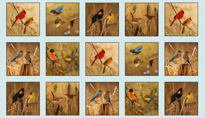 Elizabeth's Studio Songbirds 14000 Azul 24" Panel Algodón Foto 1 de 1