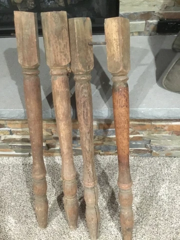 Set of 4 salvaged oak table legs Cover