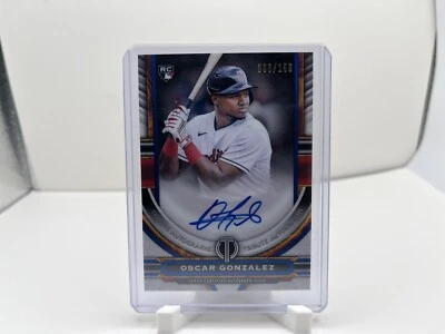 2023 TOPPS TRIBUTE OSCAR GONZALEZ ROOKIE RC BLUE /150 ON CARD AUTO - Image 1 of 2