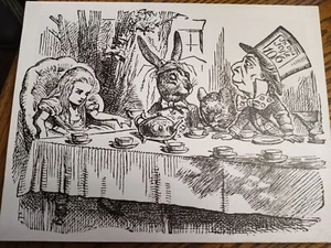Mad Hatter Tea Print On Canvas 12 7/8'' - Picture 1 of 2