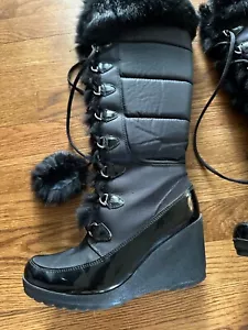Bebe Sport Super Sexy Wedge Boots w/ Real Fur - Picture 1 of 8