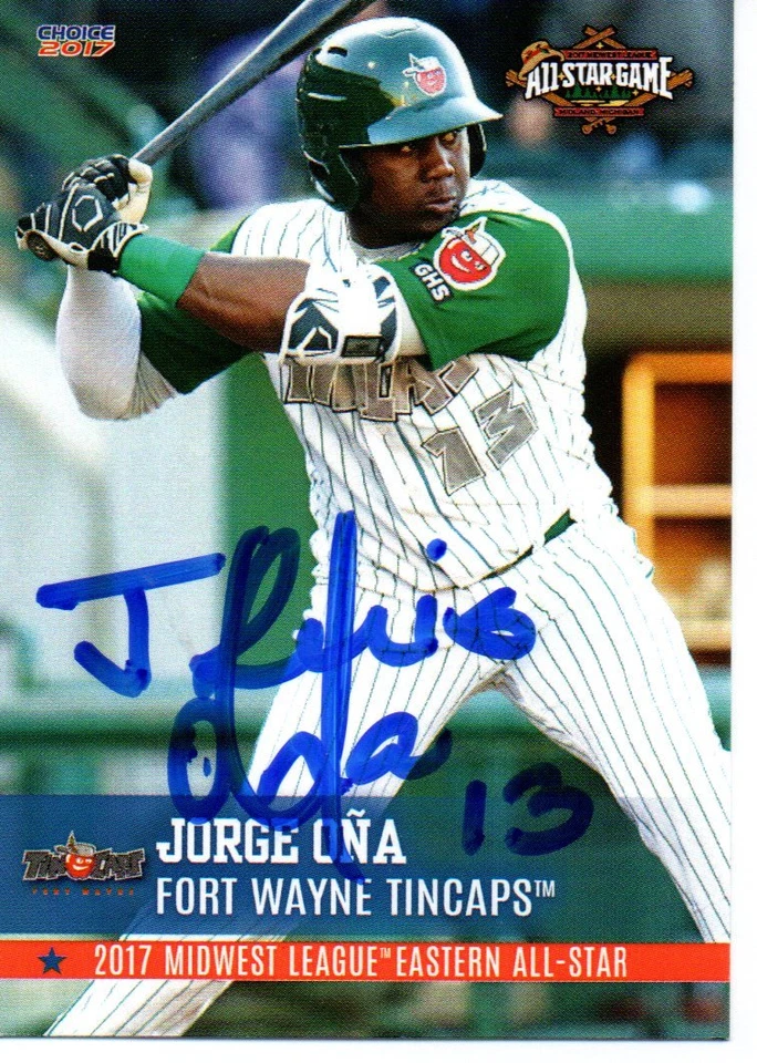 Jorge Ona 2017 Fort Wayne Tin Caps Midwest League All Star Game Signed Card - Image 1 of 1