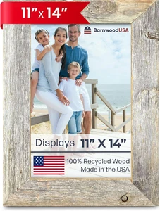 Farmhouse 11X14 Picture Frame 1 1/2 Inch Molding 100% Reclaimed Wood Rustic Natu - Picture 1 of 7