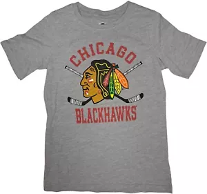 NHL Chicago Blackhawks Boys T-Shirt Gray Medium 8 - Picture 1 of 2