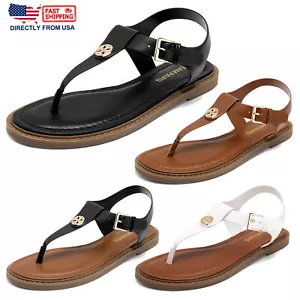 Women Flat Sandals Roman Gladiator Summer Beach Vacation Thong Walking Sandals - Picture 1 of 37