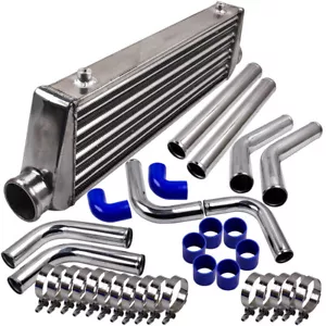 Universal Turbo Intercooler 27"x7"x2.5" & 2.5" Aluminum Pipe Tube & Couplers Set - Picture 1 of 11