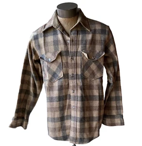 Camisa de Colección Woolrich Para Hombre a Cuadros Mezcla de Lana Abotonada Hecha en EE. UU. ~ Talla L - Imagen 1 de 4