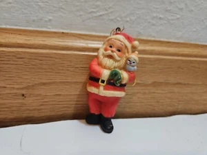 Estatuilla de Papá Noel adorno Navidad pájaro azul vintage retro lindo molde de plástico de 3,5" - Imagen 1 de 6