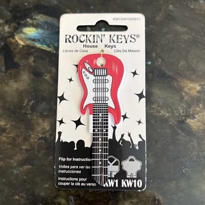 Electric Guitar Shape Red Kwikset KW1/KW10 House Key Blank 3664 2 Sided NEW - Picture 1 of 2