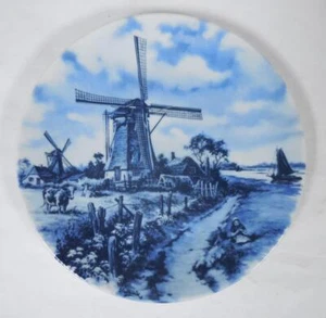 Holland Delfts Blauw Delft Blue 6.75" Blue Windmill Plate, TOS - Imagen 1 de 6