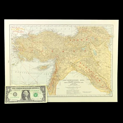 Mapa vintage de TURQUÍA 1920 Palestina Mesopotamia Armenia Suroeste Asiático GRANDE Foto 1 de 4