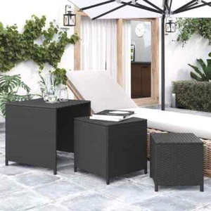 vidaXL Nesting Tables 3 pcs Black Poly Rattan - Picture 1 of 7