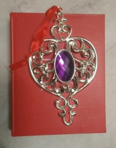 Lenox Adornos de Aguja Plateada con Joyas NUEVO Cinta Roja para Colgar - Imagen 1 de 3