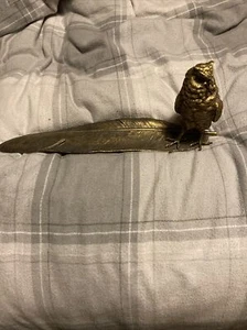Bergman, Cold Painted Bronze Owl On Feather - Picture 1 of 12