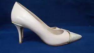 DUNE UK 4 PALE PINK WITH GOLD TOE AND TRIM DETAIL VERY LIGHTLY WORN - Picture 1 of 4