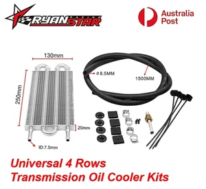 4 Row Transmission Oil Cooler Auto Manual Radiator Converter Kits Universal ALUM - Picture 1 of 5