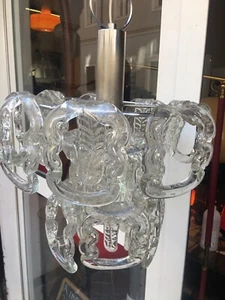 Lamp Suspension 70s Hooks Glass Murano Statement Italian Design Chandellier - Picture 1 of 11