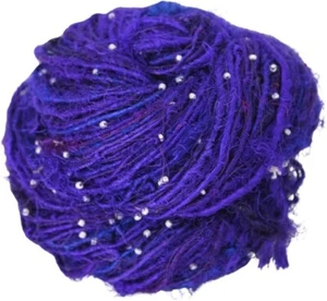 Knitsilk Recycled Sari Silk Beads Yarn - Purple, 80+ Yards, 100g x 2 count - Picture 1 of 22
