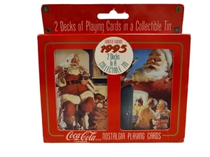 1995 Christmas Coca Cola Playing Cards Collectible Tin - Picture 1 of 7