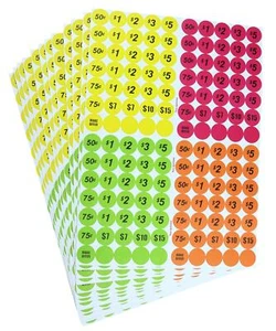 Adesivi Prezzo Vendita Garage Confezione 4060 3/4" Tondo Colori Luminosi Etichetta Stickers - Foto 1 di 6