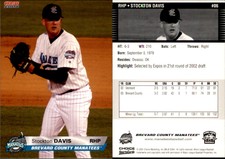 Stockton Davis 2004 Choice Brevard County Manatees #7 RC Card *AutographDen*