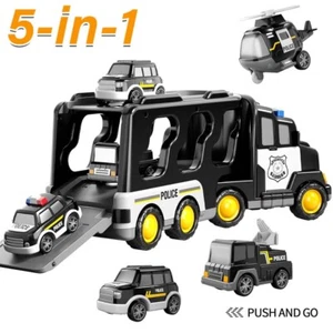 5 in 1 Feuerwehrauto Spielzeug mit Licht & Sound Transport-LKW Kinder Spielzeug - Bild 1 von 15