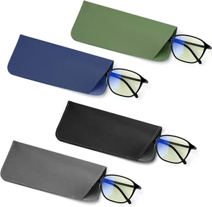 4 Stück Weiches PU Leder Brillenetuis, 2,9 x 6,88 Zoll Tragbar Dünn Schlank Readi - Bild 1 von 12