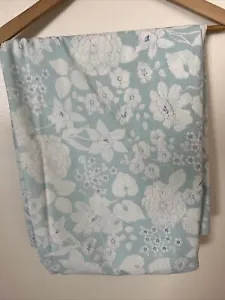 VTG 70s Wamsutta Supercale Flat Sheet 72x108 Blue White Floral 50% Cotton Fabric - Picture 1 of 7
