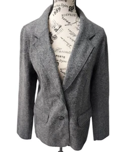 Blazer para mujer Talbots gris mezcla de lana - talla 10 - chaqueta clásica con botones - Imagen 1 de 12