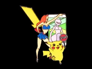 Pin de fantasía - Jessica Rabbit con Pikachu y MewTwo Pokemon Go STOP Team MYSTIC - Imagen 1 de 2