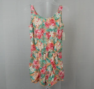 Bobbie Brooks Sleeveless Pom-Pom Hawaiian Floral Romper Girls 10-12 Large #1230 - Picture 1 of 10