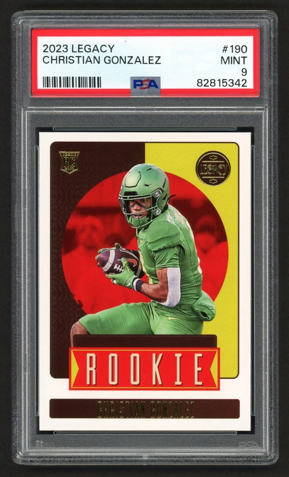 2023 PANINI LEGACY CHRISTIAN GONZALEZ #190 PATRIOTS ROOKIE RC PSA 9 MINT - Image 1 of 2