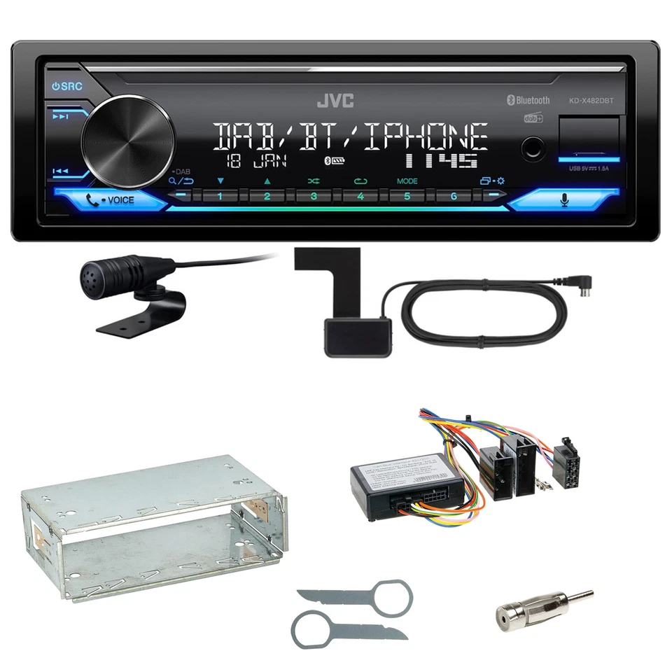 JVC KD-X482DBT Bluetooth Digitalradio Einbauset für Mercedes W210 ab 08/99 - Bild 1 von 1
