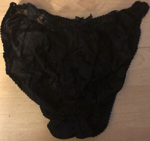 Black Medium (M, Size 6) Women's Panty Underwear With Netting 100% Nylon