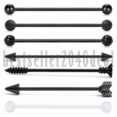 Piercing industrial de aço cirúrgico cartilagem orelha bola flecha barbell 7 peças 14G - Imagem 1 de 4