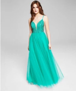 say yes to the prom dress Green Tulle Gown NWT Size 3 Juniors - Picture 1 of 13