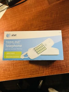 VINTAGE UNOPENED White AT&T 210 Trimline Corded Telephone w/Phone Jack 13 Memory - Picture 1 of 5