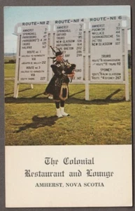 Vintage AMHERST, NOVA SCOTIA unused POSTCARD~The COLONIAL Restaurant and Lounge - Picture 1 of 4