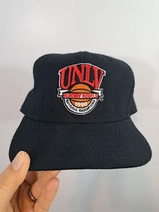 Vintage New Era Pro UNLV Runnin Rebels Adjustable Hat Made In USA Black 1990 M/L - Picture 1 of 8