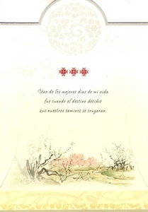 Biglietto di auguri spagnolo Feliz Aniversario scena asiatica orientale segnaposto - Foto 1 di 3