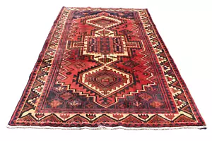 Tappeto Geometrico Tribale Vintage Afgano 4' 4" x 5' 12" Rosso Fatto a Mano Area - Foto 1 di 6