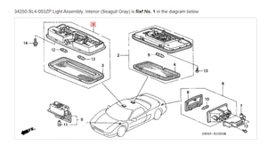 Conjunto de luces NSX HONDA ACURA GENUINO OEM, interior (gris gaviota) - Imagen 1 de 2