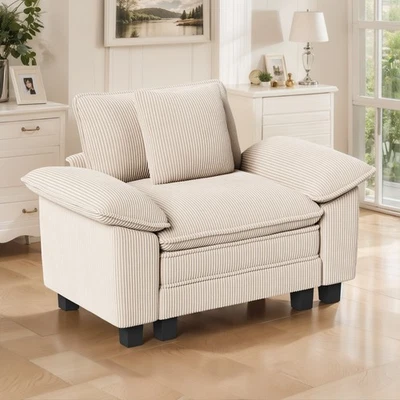 Modular Sectional Sofa U/L Shaped Corduroy Cloud Couch with Chaise and Cushion - Image 1 of 4