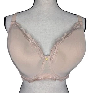 Natori Bra 36H Underwire Full Cover Lightly Padded Nude Lace Trim - Picture 1 of 4