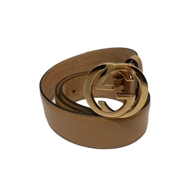 GUCCI Cintura donna ad incastro in pelle beige taglia 85/34 111397c - Immagine 1 di 4