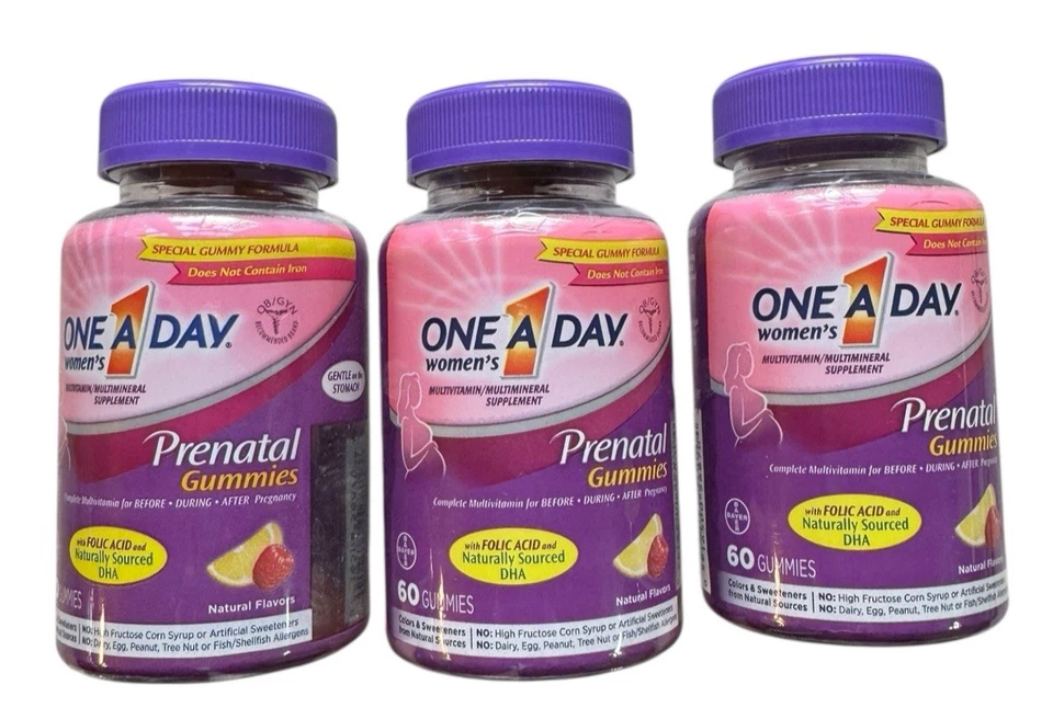 One a Day Prenatal Gummies Natural Fruit 60ct 016500568704a1245