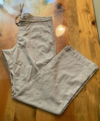 Pantalones prAna Sutra Mujer Medianos (M) Cáñamo Caqui Pierna Ancha Cordón Yoga Viaje Foto 1 de 4